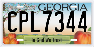 GA license plate CPL7344