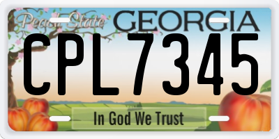 GA license plate CPL7345