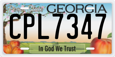 GA license plate CPL7347
