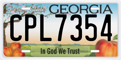 GA license plate CPL7354