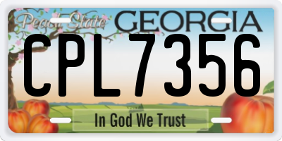GA license plate CPL7356