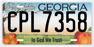 GA license plate CPL7358