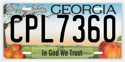 GA license plate CPL7360