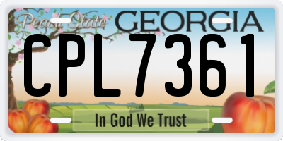 GA license plate CPL7361