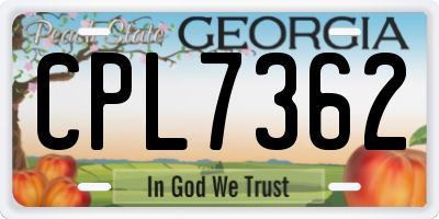 GA license plate CPL7362