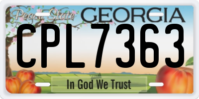 GA license plate CPL7363