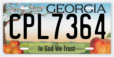 GA license plate CPL7364