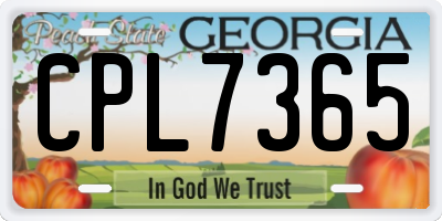 GA license plate CPL7365