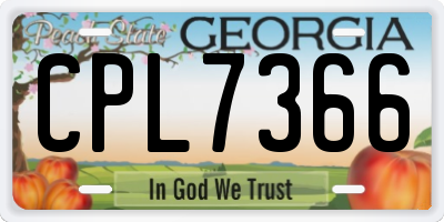 GA license plate CPL7366
