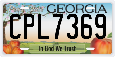 GA license plate CPL7369