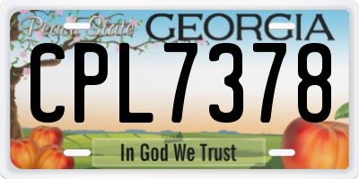 GA license plate CPL7378