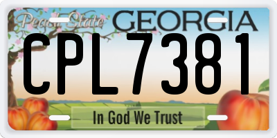 GA license plate CPL7381