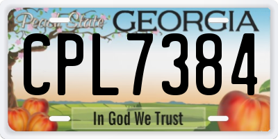 GA license plate CPL7384