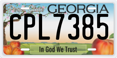 GA license plate CPL7385