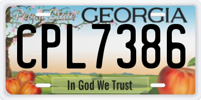 GA license plate CPL7386
