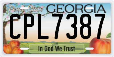 GA license plate CPL7387