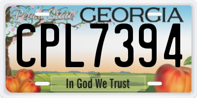 GA license plate CPL7394