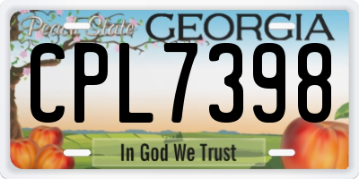 GA license plate CPL7398