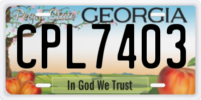GA license plate CPL7403