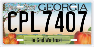 GA license plate CPL7407