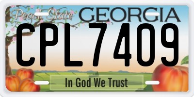 GA license plate CPL7409