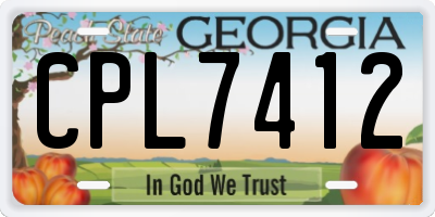 GA license plate CPL7412