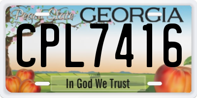 GA license plate CPL7416