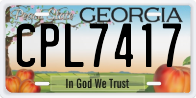 GA license plate CPL7417
