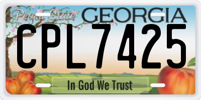 GA license plate CPL7425