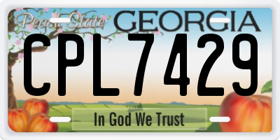 GA license plate CPL7429