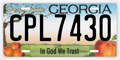GA license plate CPL7430