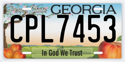 GA license plate CPL7453