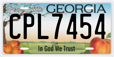 GA license plate CPL7454