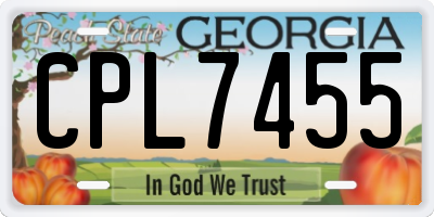 GA license plate CPL7455