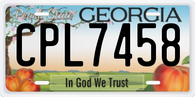 GA license plate CPL7458