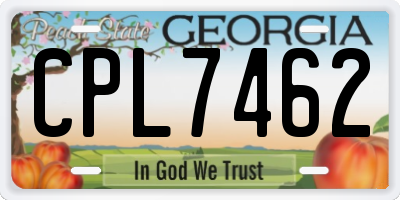 GA license plate CPL7462