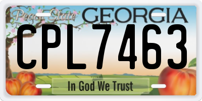 GA license plate CPL7463