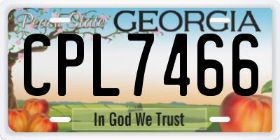 GA license plate CPL7466