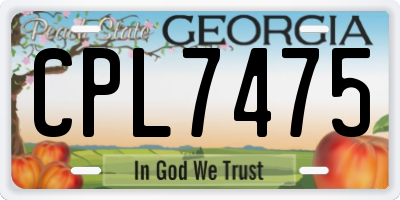 GA license plate CPL7475