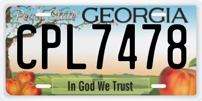 GA license plate CPL7478