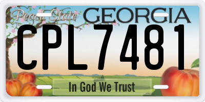 GA license plate CPL7481