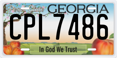GA license plate CPL7486