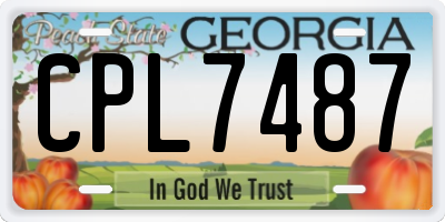 GA license plate CPL7487
