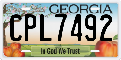GA license plate CPL7492