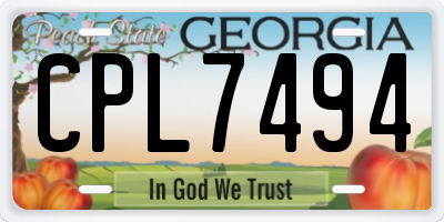 GA license plate CPL7494