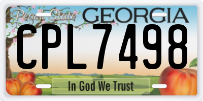 GA license plate CPL7498