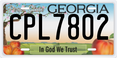 GA license plate CPL7802