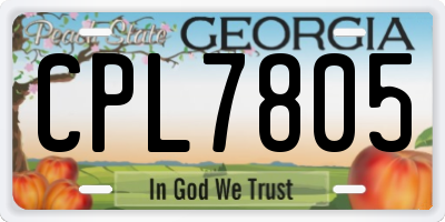 GA license plate CPL7805