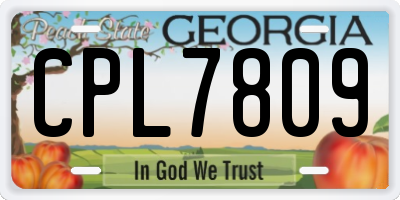 GA license plate CPL7809
