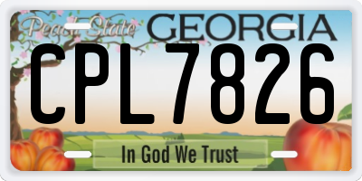 GA license plate CPL7826